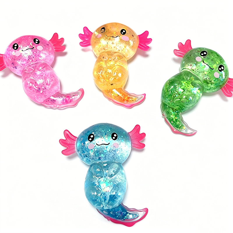 AliExpress Glitter Maltose Axolotl Squishy Squeeze Toy Cute Fun Anxiety Relief Salamander Slow-rebound Stress Balls Fidgets Toys, view 2
