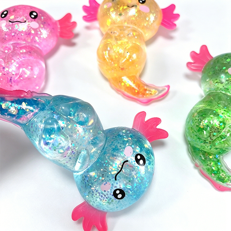 AliExpress Glitter Maltose Axolotl Squishy Squeeze Toy Cute Fun Anxiety Relief Salamander Slow-rebound Stress Balls Fidgets Toys, view 3