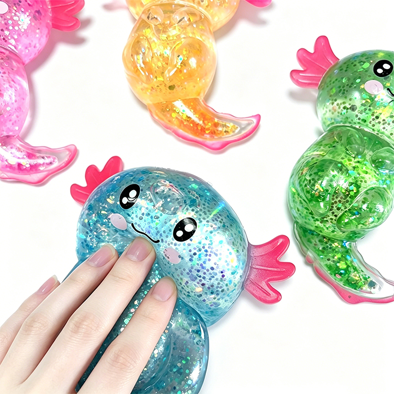 AliExpress Glitter Maltose Axolotl Squishy Squeeze Toy Cute Fun Anxiety Relief Salamander Slow-rebound Stress Balls Fidgets Toys, view 4