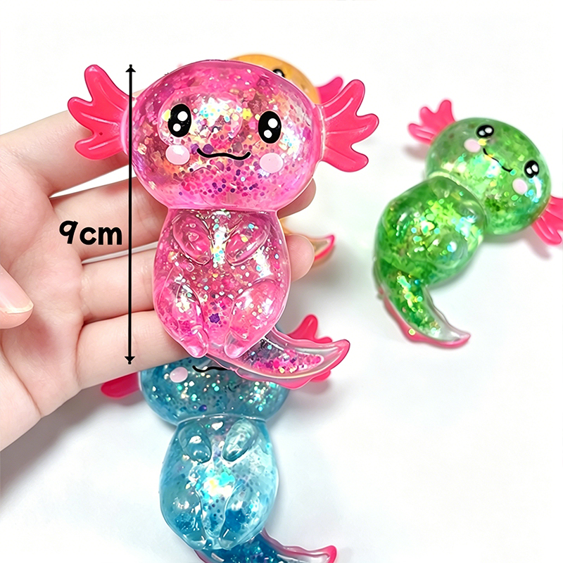 AliExpress Glitter Maltose Axolotl Squishy Squeeze Toy Cute Fun Anxiety Relief Salamander Slow-rebound Stress Balls Fidgets Toys, view 5