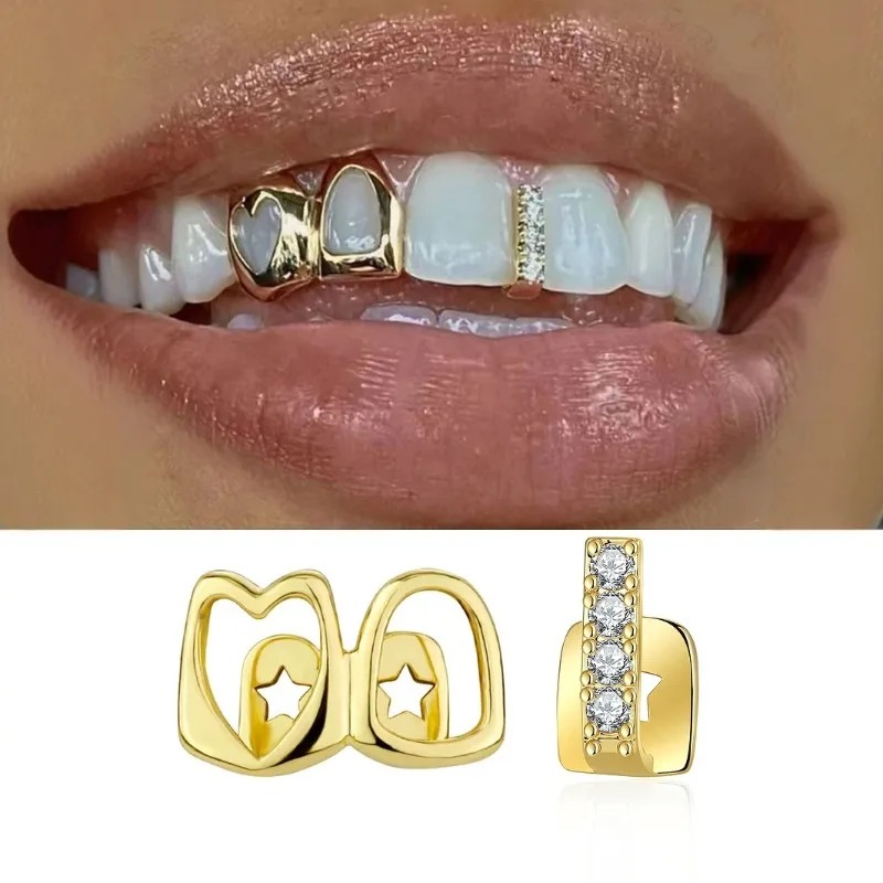AliExpress Golden Grillz Heart Tooth Jewelry Set