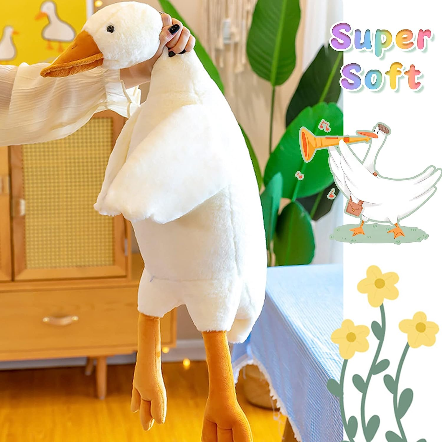 AliExpress Goose Plush Stuffed Animal Cute Duck Plush Toy, Goose Plush Soft Swan Hugging Pillow Room Decor Birthday Gift, view 4
