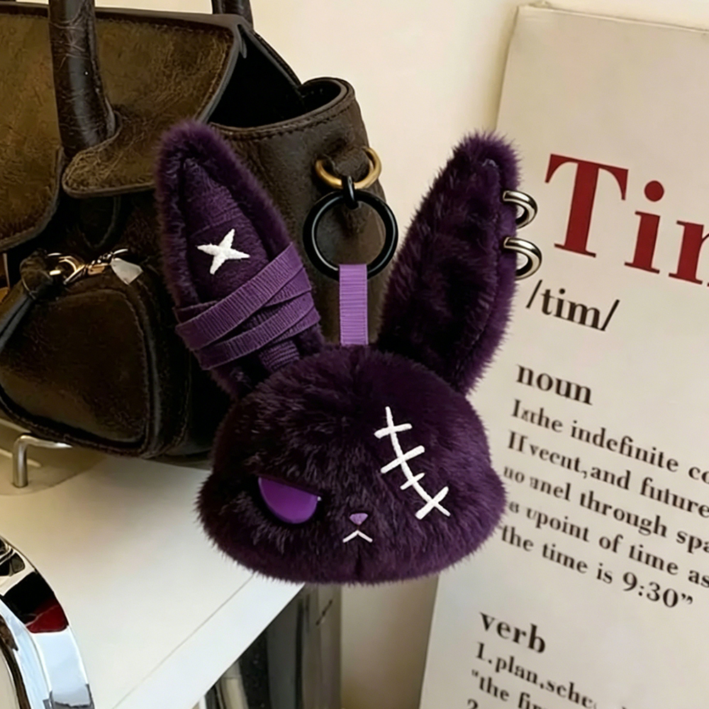 AliExpress Gothic Bunny Plush Keychain RabbitBag Charm with Bandage Desian Kawaii Key Ring Pendant Car Bag Ornament Girl Child Gift To