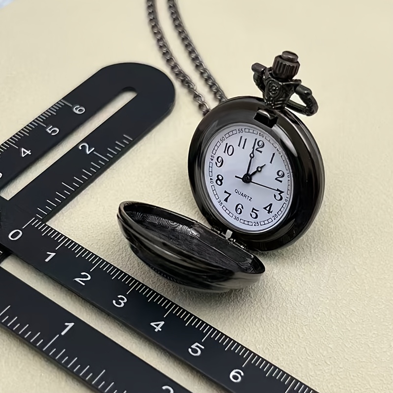 AliExpress Gothic Design Black Raven Pocket Watch With Necklace Alloy Case & Band,Quartz Movement, Non-Waterproof Watch for Men Women Kids, view 4