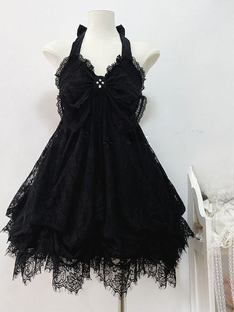 AliExpress Gothic Retro Sweet Bud Mini Dress Women Harajuku Y2k Strap Dress Y2K Aesthetic Club Party Fashion Outfits, view 3