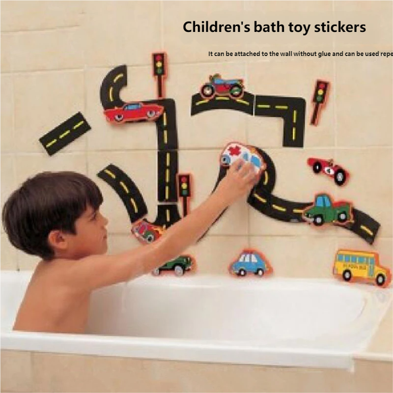 AliExpress Gowinbaby 23 Pieces Sticky Wall Bath Puzzle, City Traffic Car Track Soft Vinyl Toy, Baby Bathtub Water Play Educational Gifts