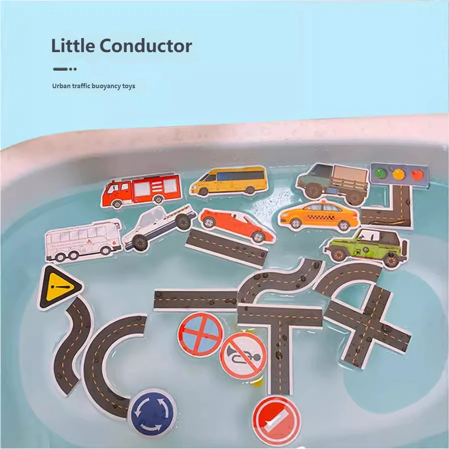 AliExpress Gowinbaby 23 Pieces Sticky Wall Bath Puzzle, City Traffic Car Track Soft Vinyl Toy, Baby Bathtub Water Play Educational Gifts, view 5