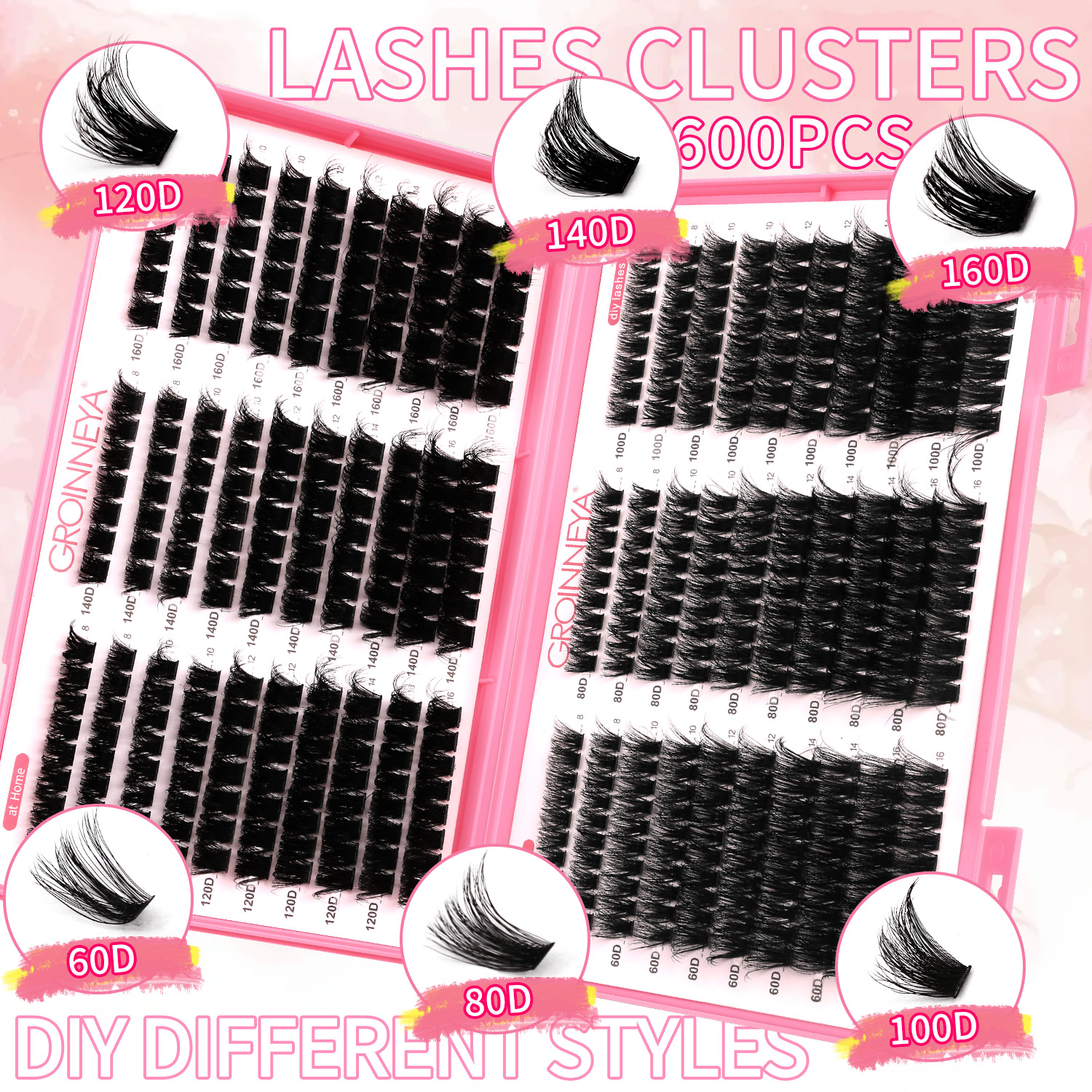 AliExpress GROINNEYA Lashes Cluster DIY Lash Extension Mixed Tray Clusters Eyelashes Fluffy Volume Individual Lashes Cat Eye Lash Extension, view 2