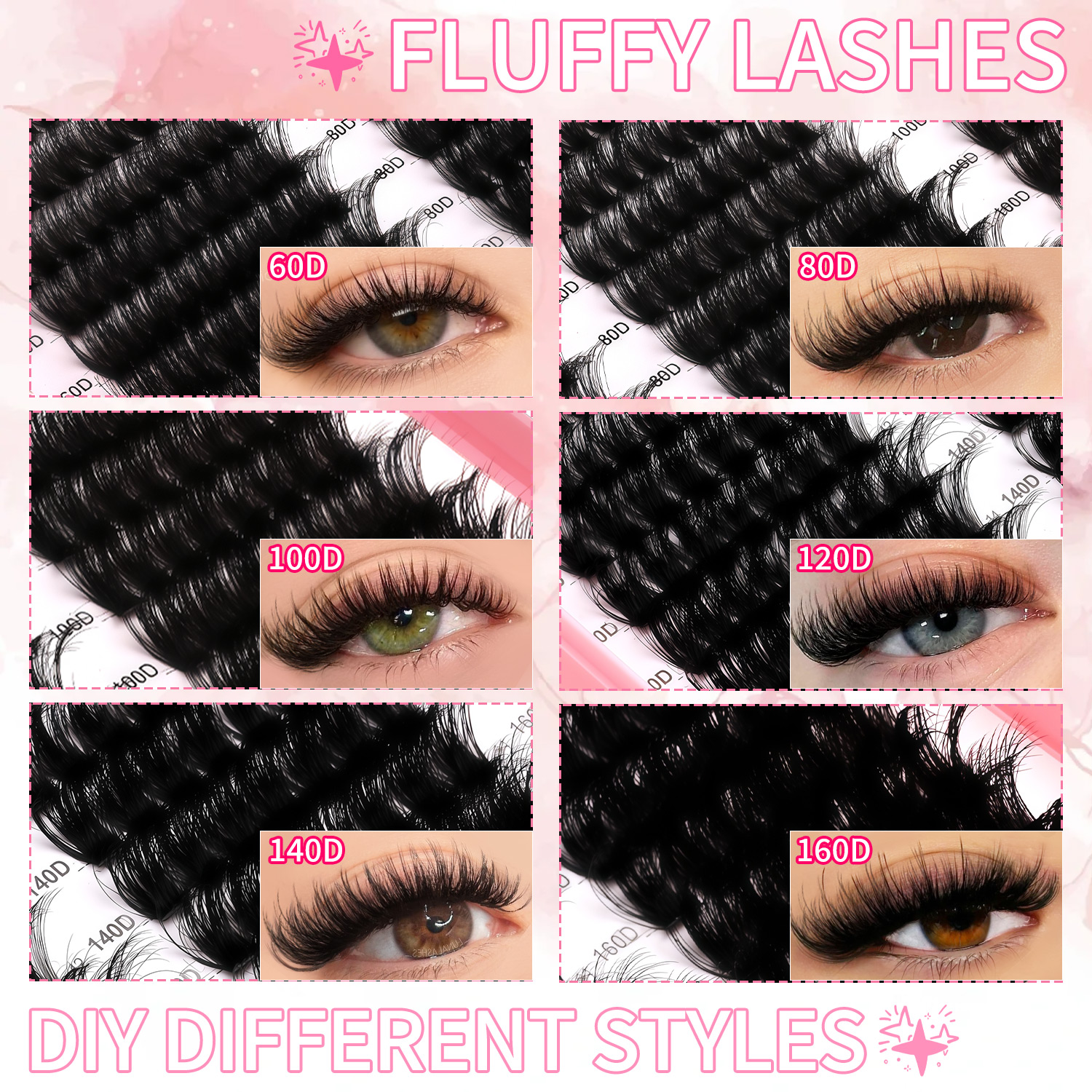 AliExpress GROINNEYA Lashes Cluster DIY Lash Extension Mixed Tray Clusters Eyelashes Fluffy Volume Individual Lashes Cat Eye Lash Extension, view 4