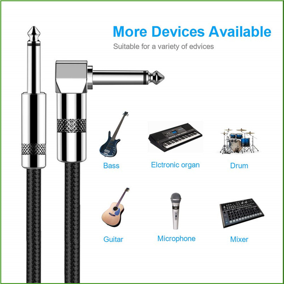 AliExpress Guitar Cable 10/20ft Electric Instrument Bass AMP Cord for Electric Guitar Mandolin, Pro Audio (Right Angle to Straight, Black), view 3