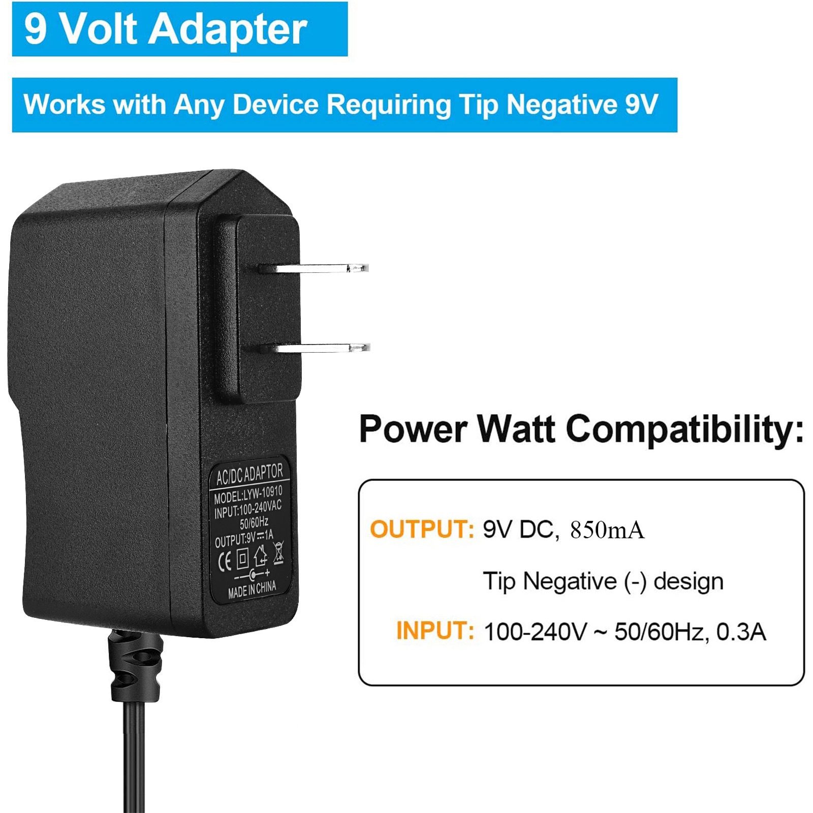 AliExpress Guitar Pedal Power Supply Adapter 9V DC US UK EU Plug Tip & Negative 5 Ways Daisy Chain Cables Compatible for Most Guitar Pedals, view 2