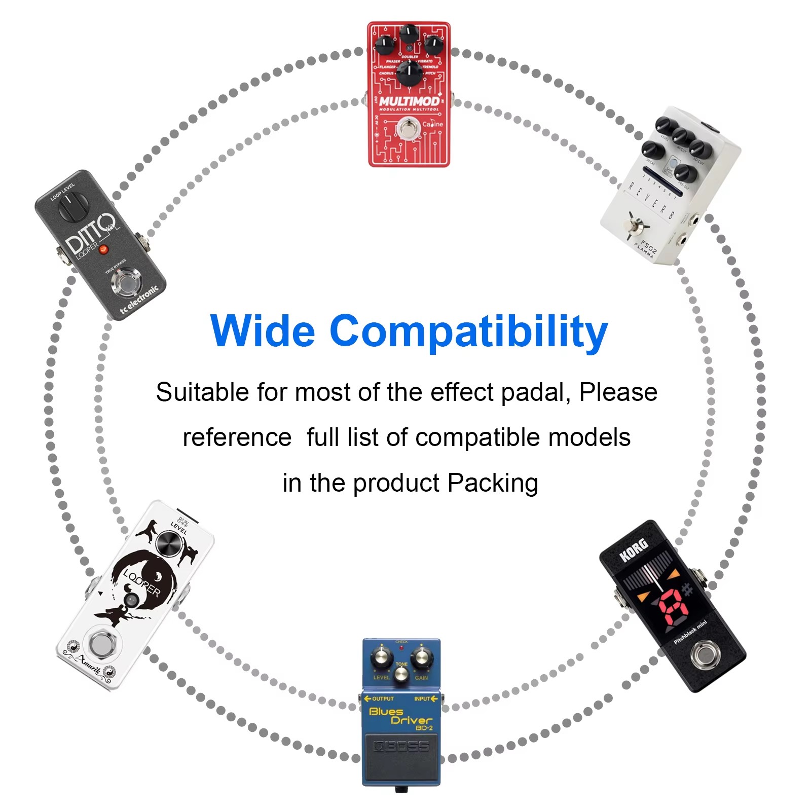 AliExpress Guitar Pedal Power Supply Adapter 9V DC US UK EU Plug Tip & Negative 5 Ways Daisy Chain Cables Compatible for Most Guitar Pedals, view 6