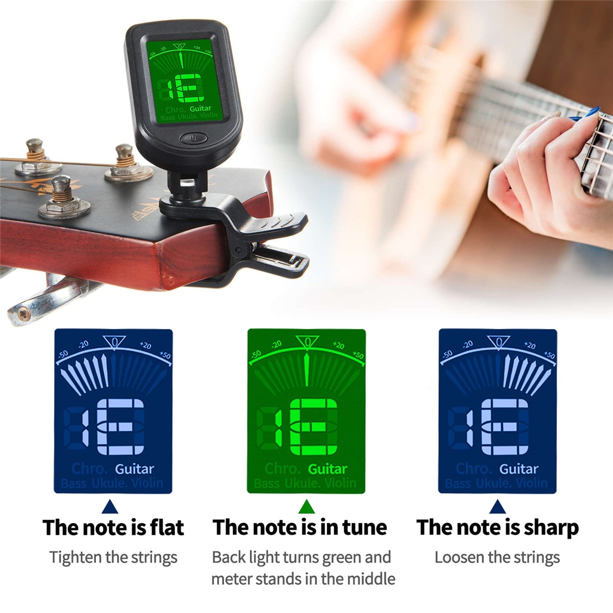 AliExpress Guitar Tuner For All Instruments Clip on Electronic Tuner for Guitar Bass Ukulele Violin Mandolin Banjo, view 4