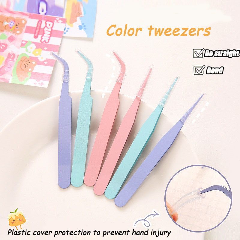 AliExpress Hand account tool tweezers macaroon color metal elbow straight head student handmade sticker clip School office supplies