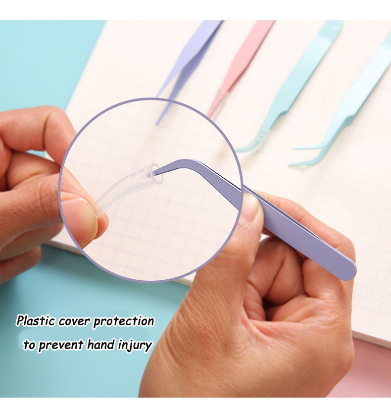 AliExpress Hand account tool tweezers macaroon color metal elbow straight head student handmade sticker clip School office supplies, view 2