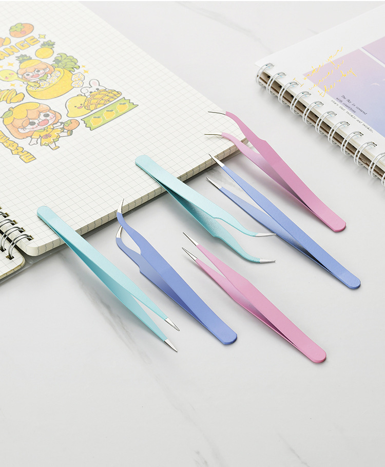AliExpress Hand account tool tweezers macaroon color metal elbow straight head student handmade sticker clip School office supplies, view 5