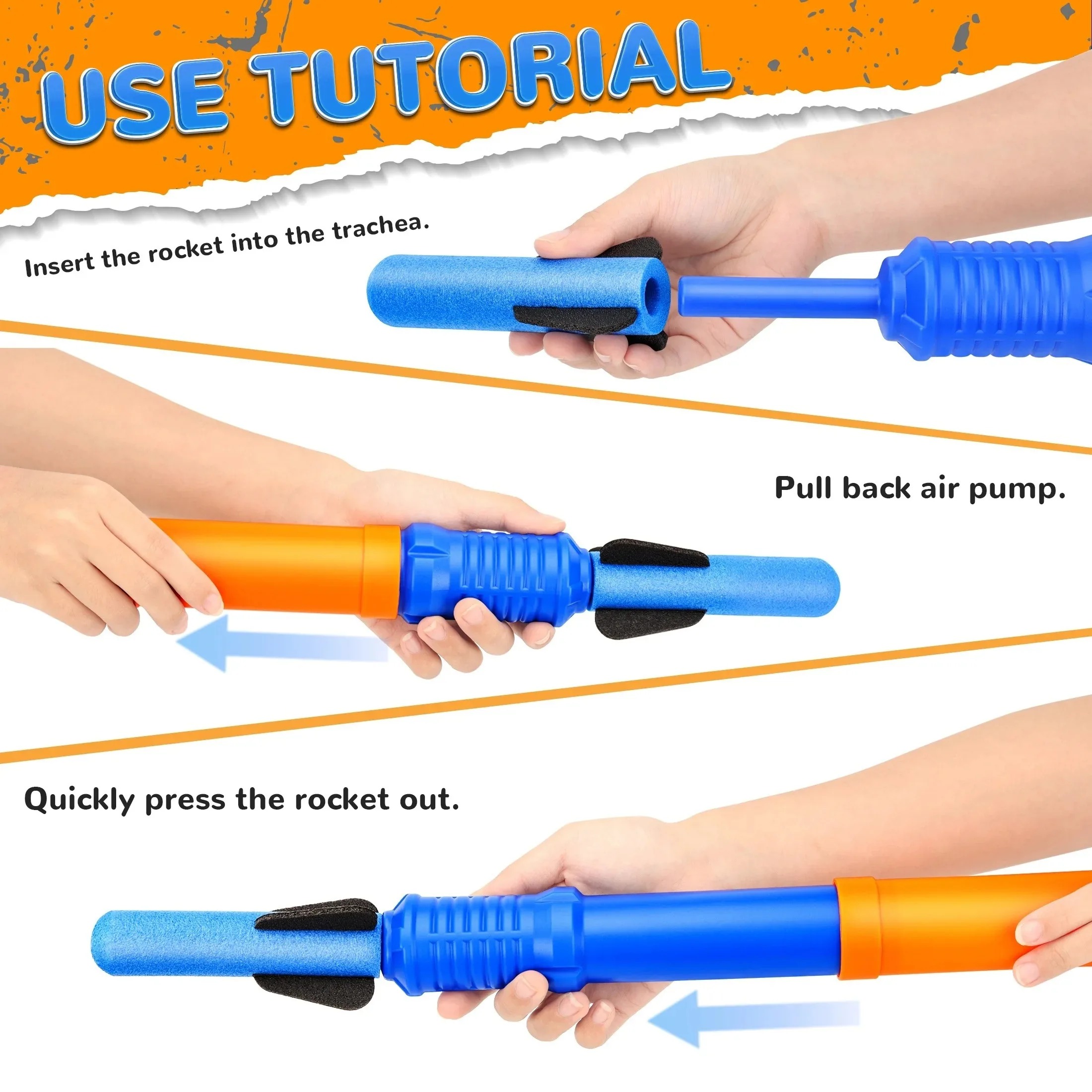 AliExpress Hand-Propelled Rocket Launcher Toy Set Foam Rocket Children's Outdoor Birthday Gift Funny Summer Garden Game Party Discount, view 5