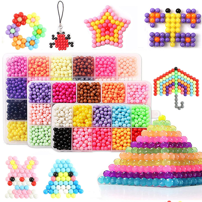 AliExpress Handmade Magic Water Fuse Beads Creative Beads DIY Art Crafts Toys Magic Water Sticky Beads Sensory Toys Set with Accessories