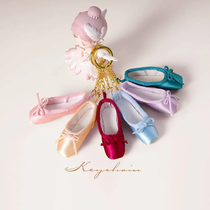 AliExpress Handmade Mini Satin Pointe Shoes Keyring Ballet Shoes Keychain Ballet Accessories Ballet Charm Chain Bag Pendant, view 2