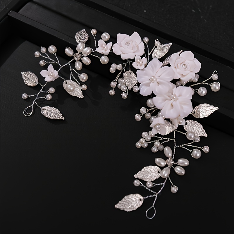 AliExpress Handmade Pearl Alloy Hair Vine Headband Fashion Flower Hair Vine Headband Bridal Wedding Hair Accessories Jewelry Hairband Tiara, view 2