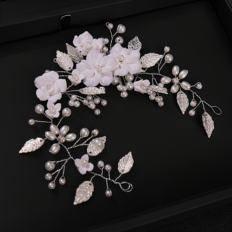 AliExpress Handmade Pearl Alloy Hair Vine Headband Fashion Flower Hair Vine Headband Bridal Wedding Hair Accessories Jewelry Hairband Tiara, view 5