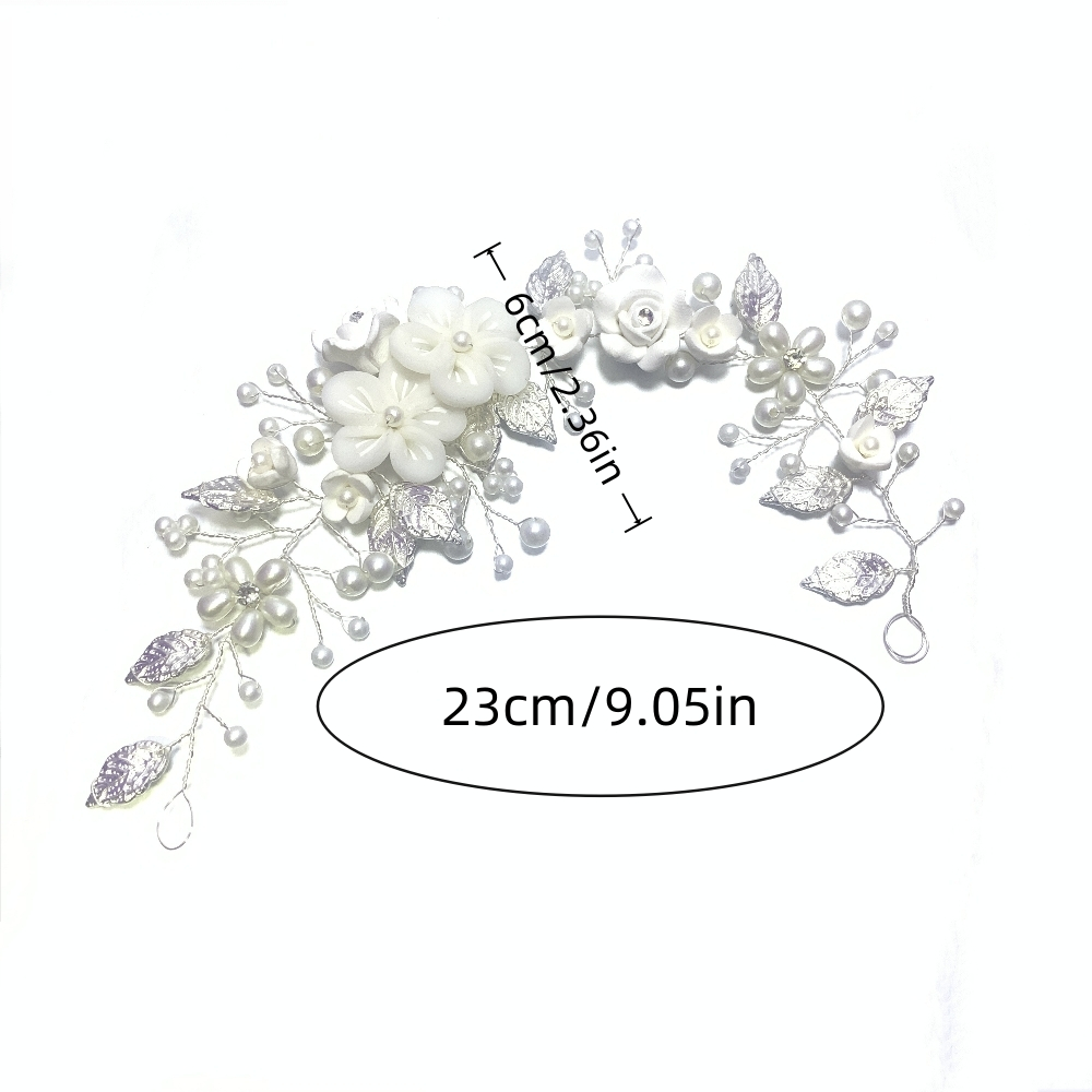 AliExpress Handmade Pearl Alloy Hair Vine Headband Fashion Flower Hair Vine Headband Bridal Wedding Hair Accessories Jewelry Hairband Tiara, view 6