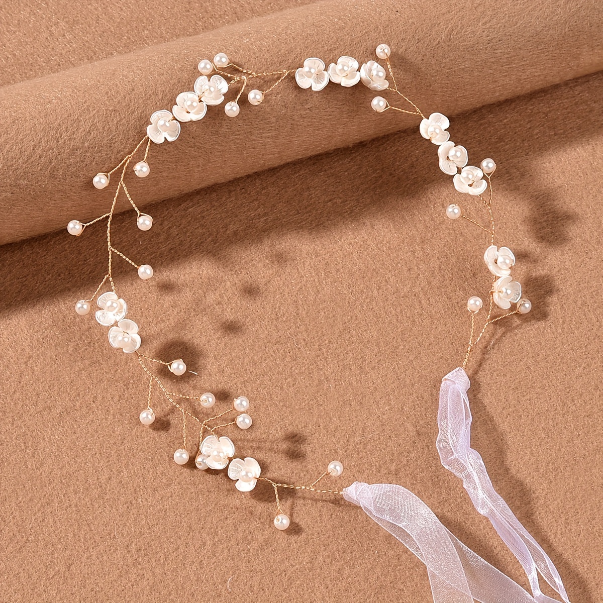 AliExpress Handmade Pearl Hair Vine Headband Fashion Flower Hairband Tiara Bridal Wedding Hair Accessories Jewelry Hair Vine Headband, view 2