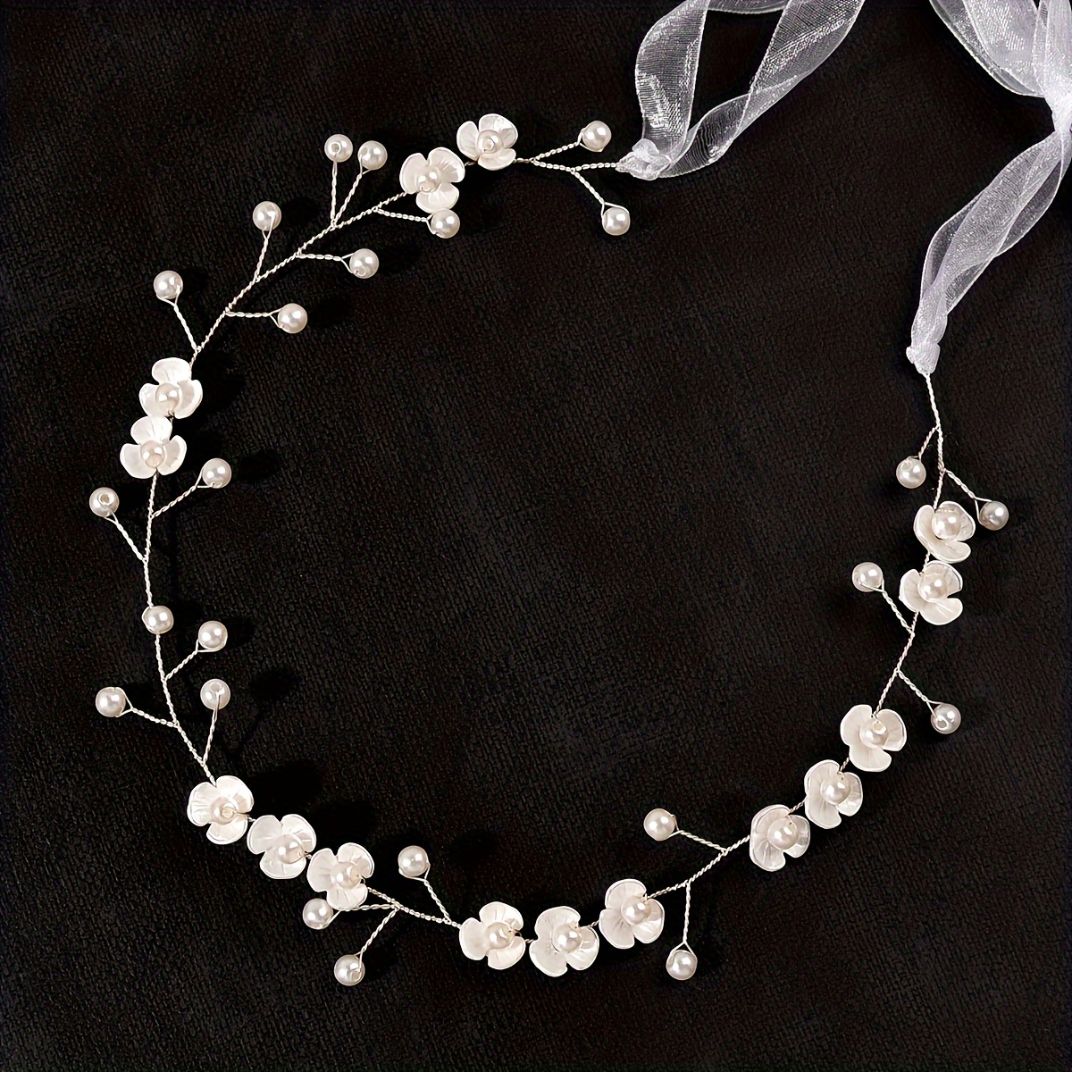 AliExpress Handmade Pearl Hair Vine Headband Fashion Flower Hairband Tiara Bridal Wedding Hair Accessories Jewelry Hair Vine Headband, view 3