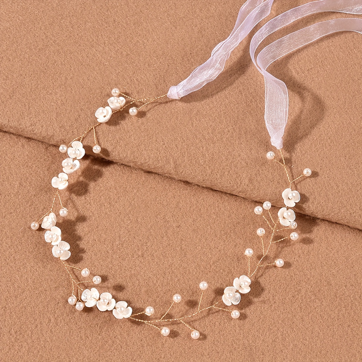 AliExpress Handmade Pearl Hair Vine Headband Fashion Flower Hairband Tiara Bridal Wedding Hair Accessories Jewelry Hair Vine Headband, view 4