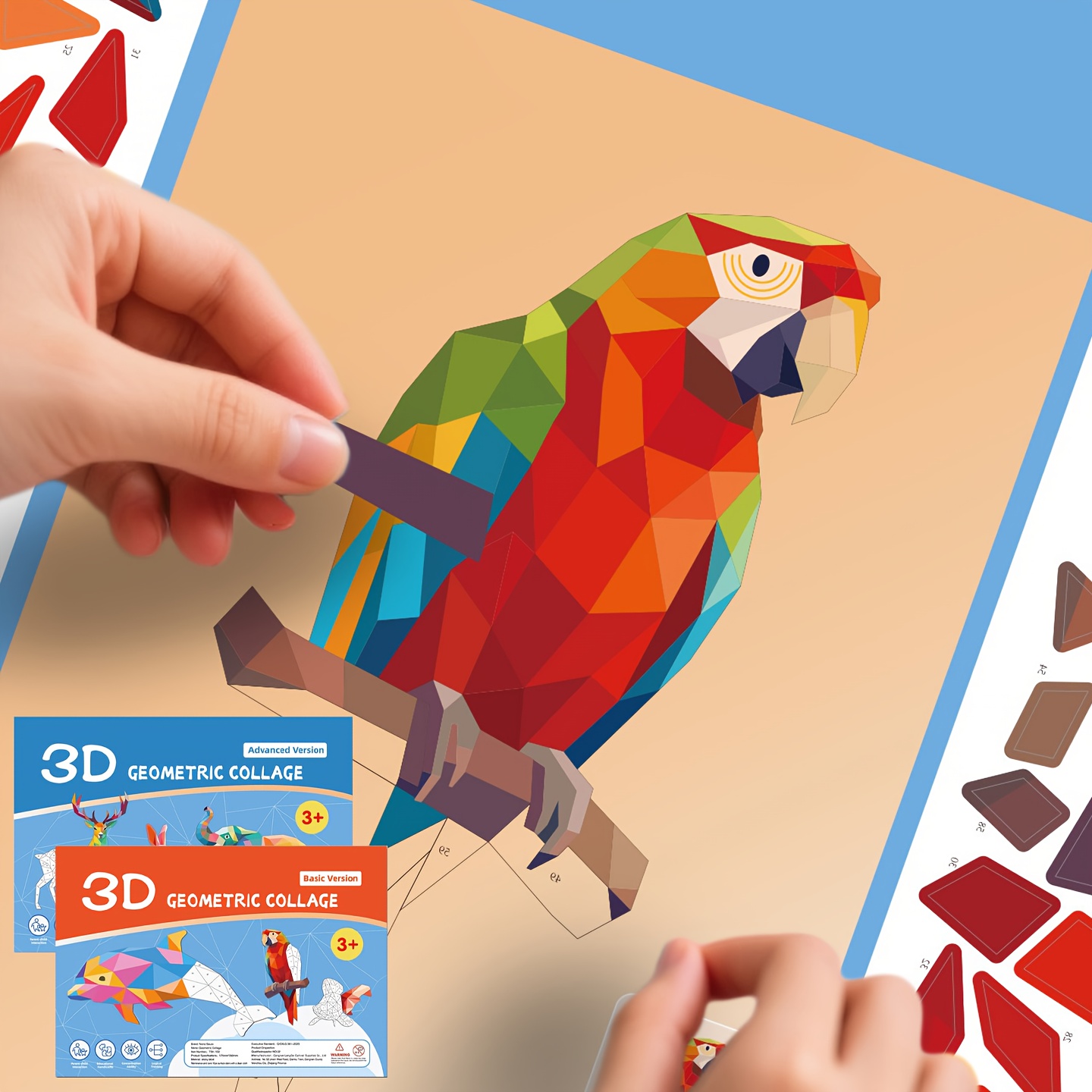 AliExpress Handmade Stickers Animal Cognitive 6 Geometric Collages Children's Puzzle Enhance Focus Training Enlightenment Toy Stickers, view 2