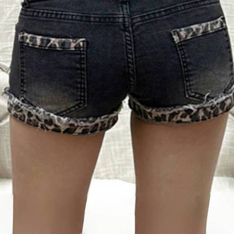 AliExpress Harajuku Vintage Denim Y2K Shorts Women Grunge Coquette Low Rise Skinny jean Shorts Woman Sexy Leopard Print Mini Short Pants, view 6
