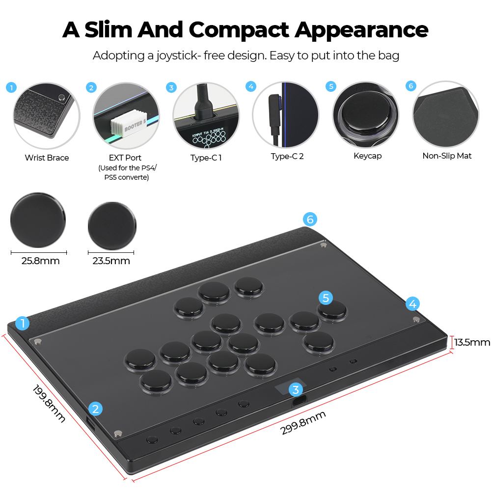 AliExpress Haute42 Magnetic Hitbox Leverless Controller Button Rim Arcade Controller For PC/PS4/PS5/Switch Stickless Arcade Stick Hitbox, view 5
