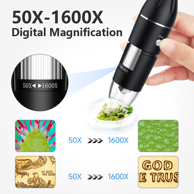 AliExpress Hayve 1600X USB Digital Microscope with 8 LEDs, view 2