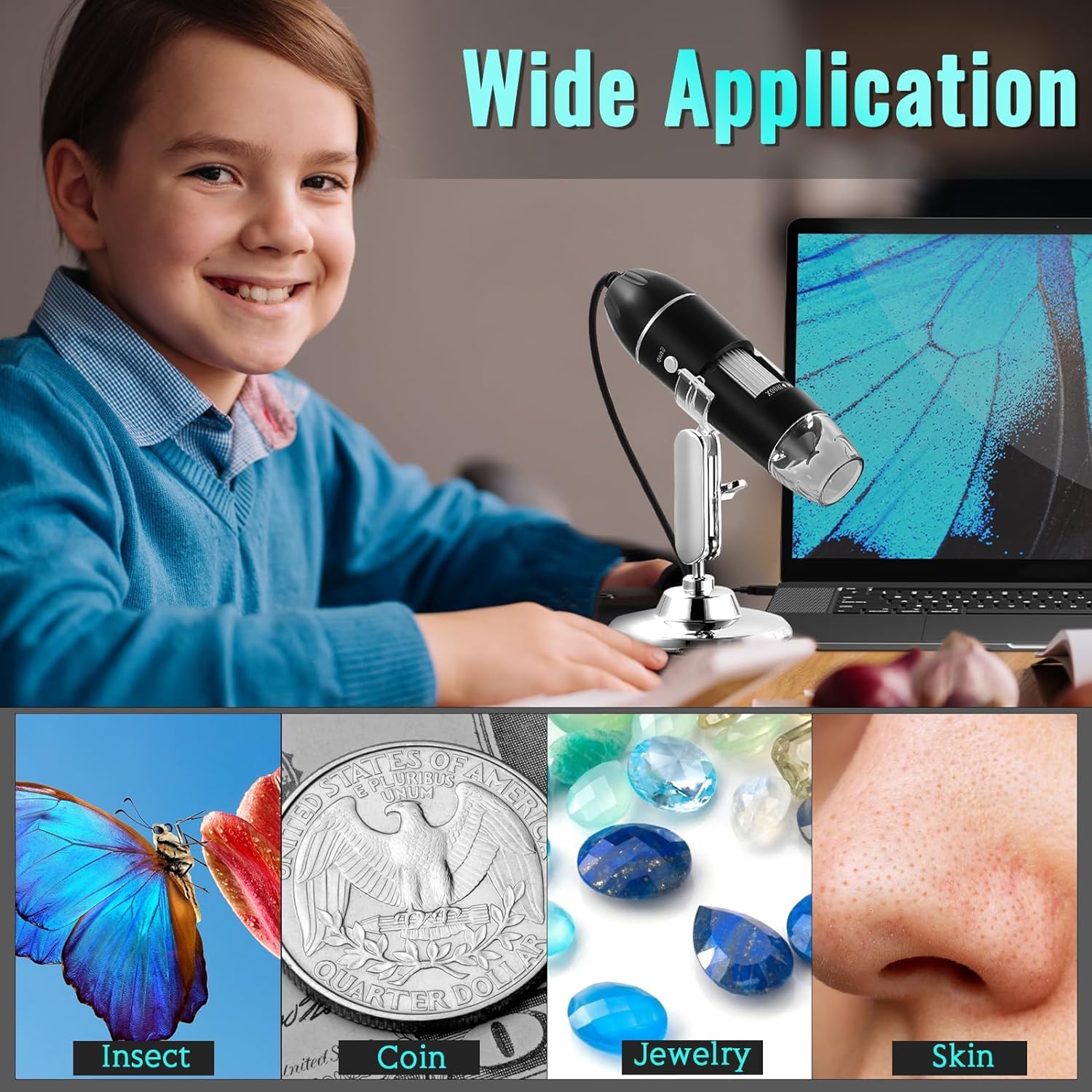 AliExpress Hayve 1600X USB Digital Microscope with 8 LEDs, view 5