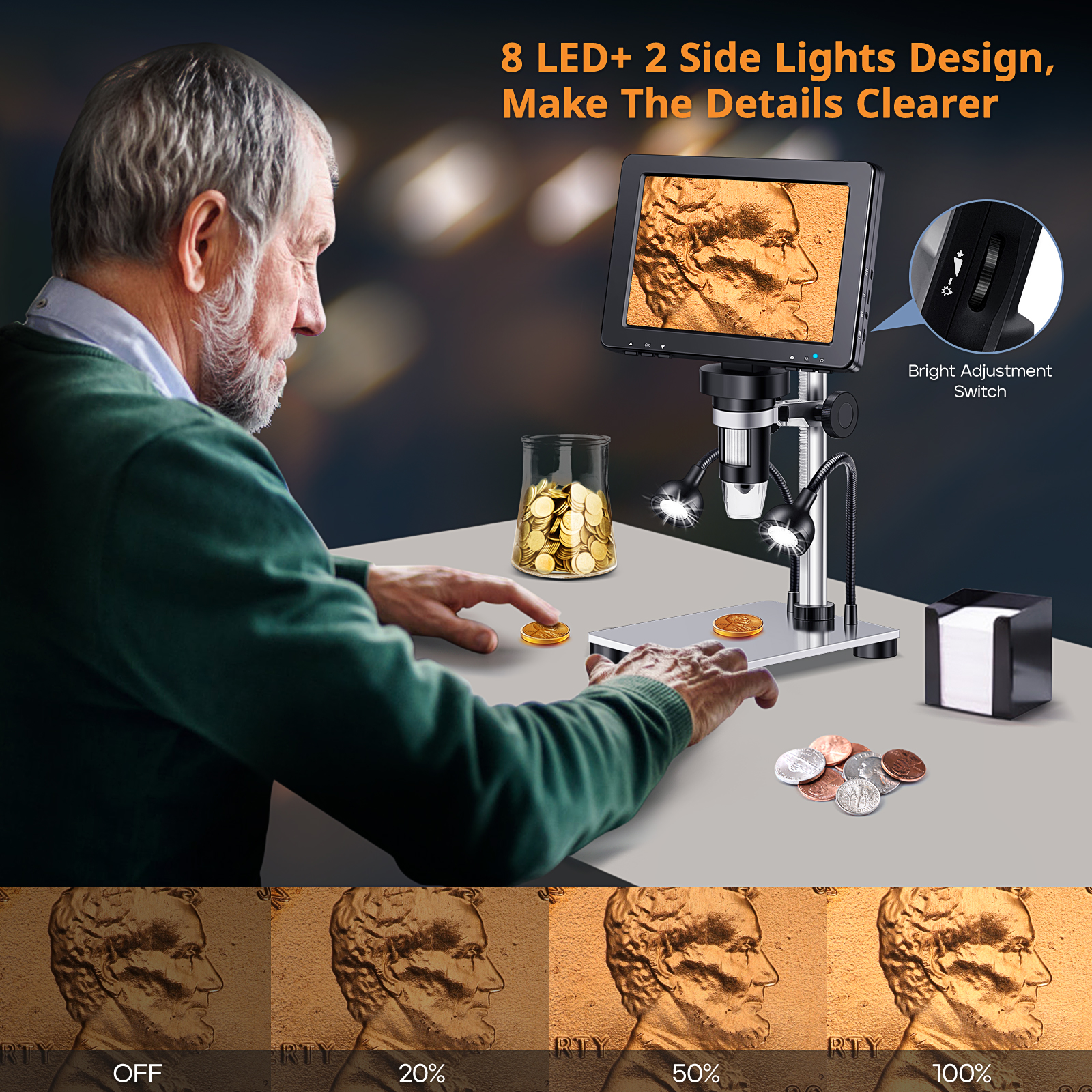 AliExpress Hayve 7-Inch Digital Microscope with 12MP Camera, view 3