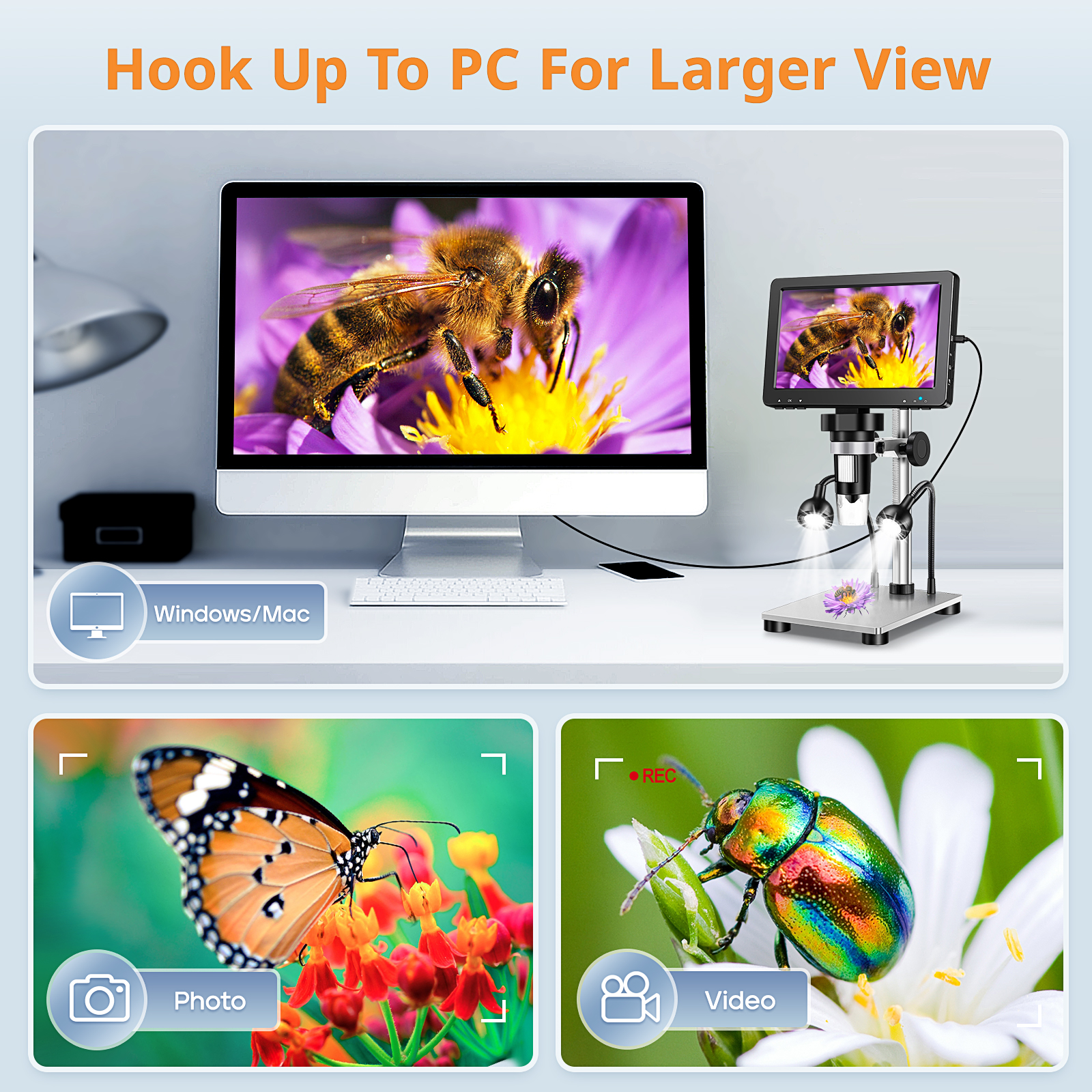 AliExpress Hayve 7-Inch Digital Microscope with 12MP Camera, view 5