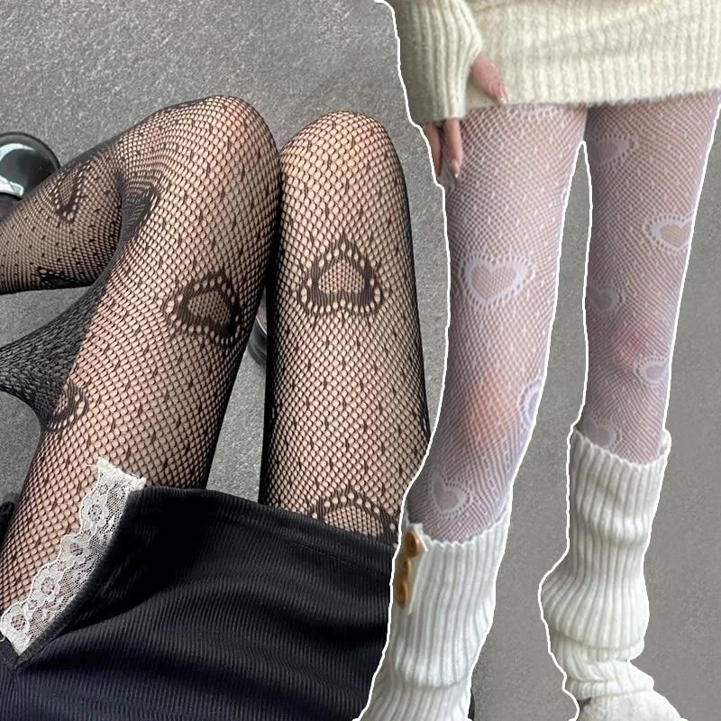 AliExpress Heart Mesh Girl Tights Stockings White Fishnet Pantyhose Female for Women Summer Legging Stocking