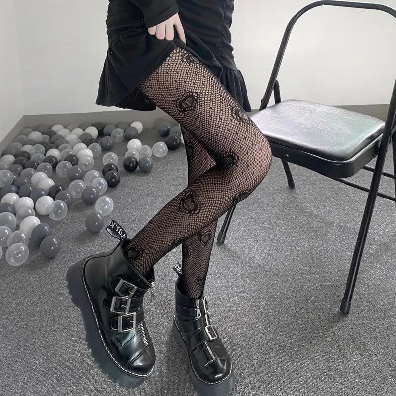 AliExpress Heart Mesh Girl Tights Stockings White Fishnet Pantyhose Female for Women Summer Legging Stocking, view 6