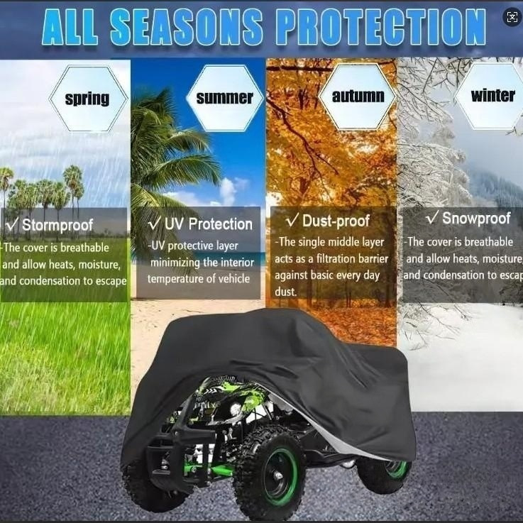 AliExpress Heavy Duty ATV Cover Waterproof Windproof 4 Wheeler Quad Bike Storage Cover Black All Weather Protection Car Quad Covers, view 2