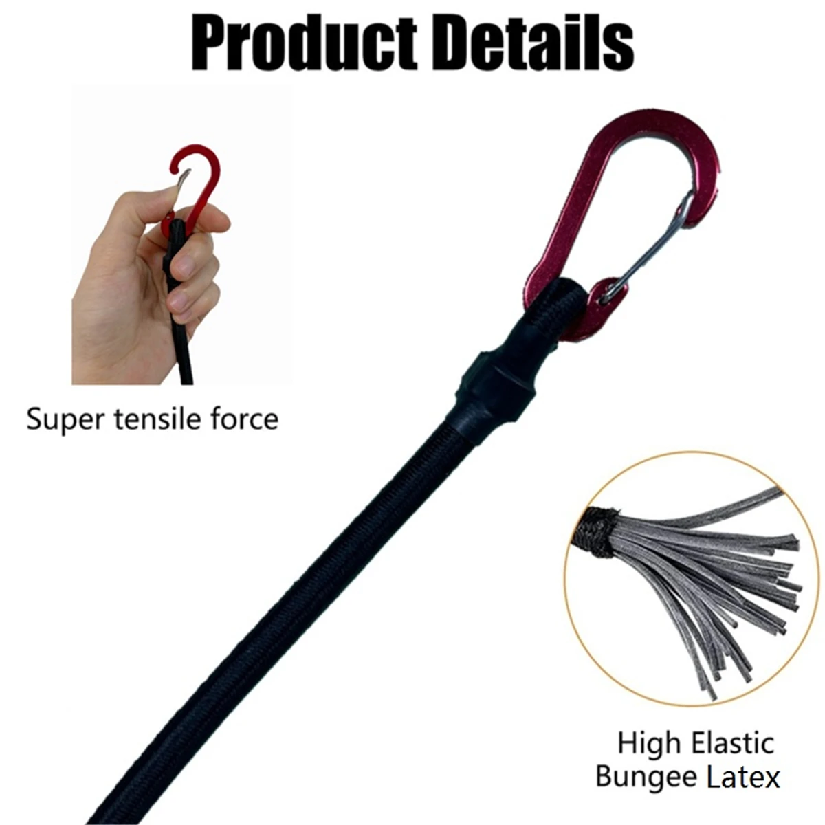 AliExpress Heavy-Duty Bungee Cord with Carabiner Hooks, view 4