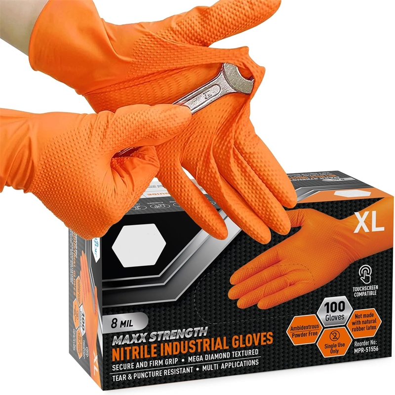 AliExpress Heavy-Duty Orange Nitrile Gloves (8 Mil)