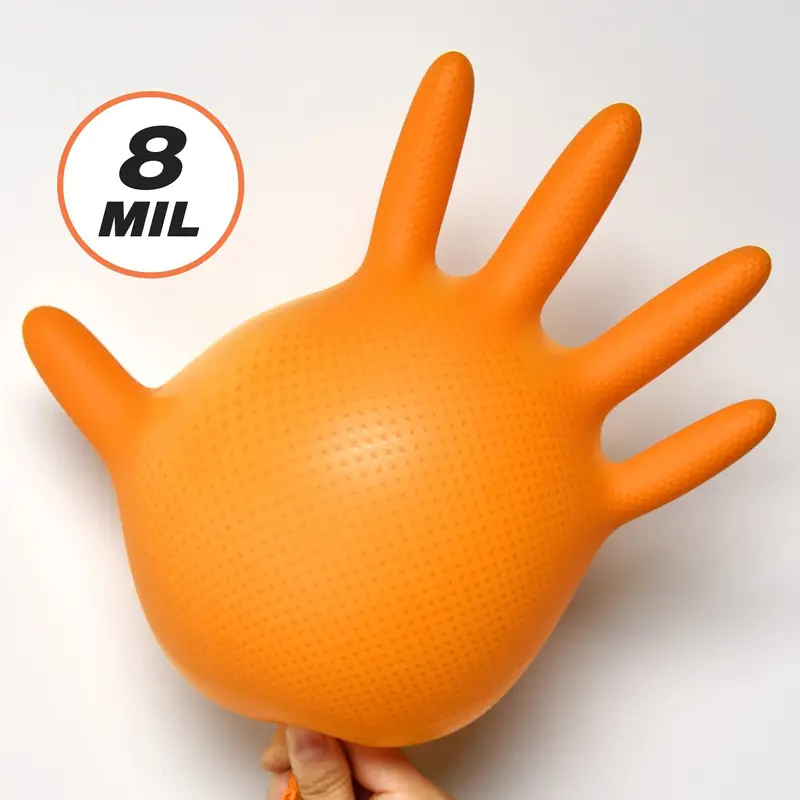 AliExpress Heavy-Duty Orange Nitrile Gloves (8 Mil), view 4