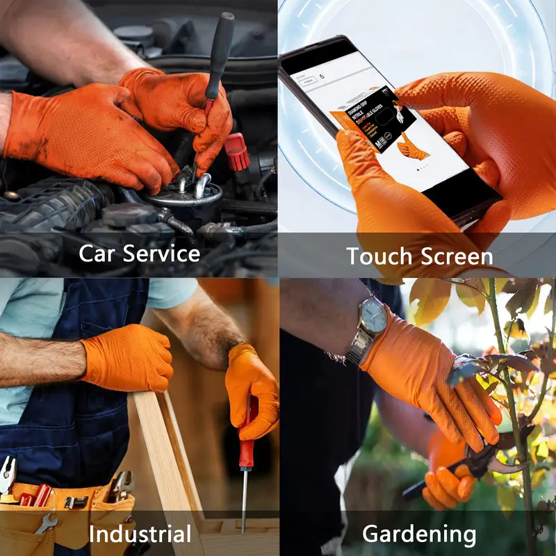 AliExpress Heavy-Duty Orange Nitrile Gloves (8 Mil), view 6