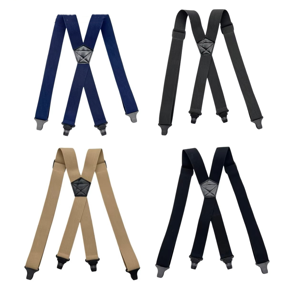 AliExpress Heavy Duty Work Suspenders for Men 3.8cm Wide X-Back with Plastic Gripper Clasps Adjustable Elastic Trouser Pants Braces-Black, view 5