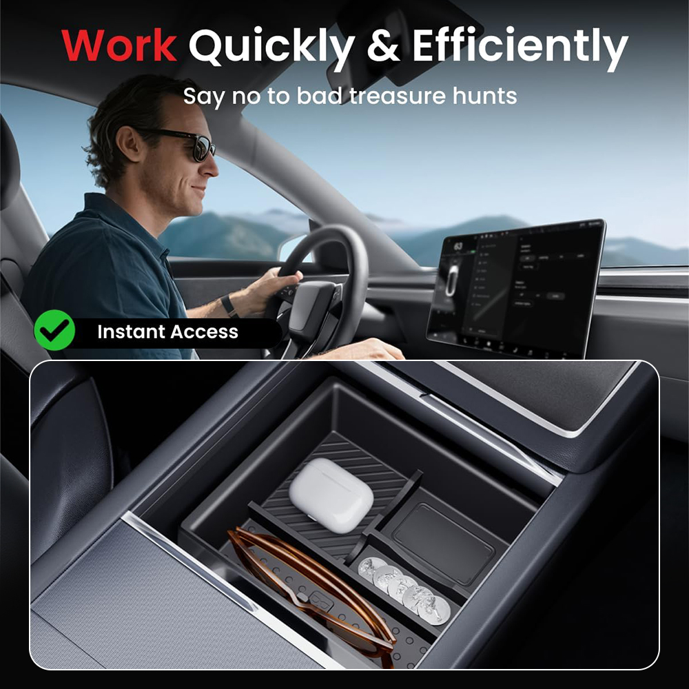 AliExpress ABS Console Armrest Storage Box for Tesla Model Y, view 2