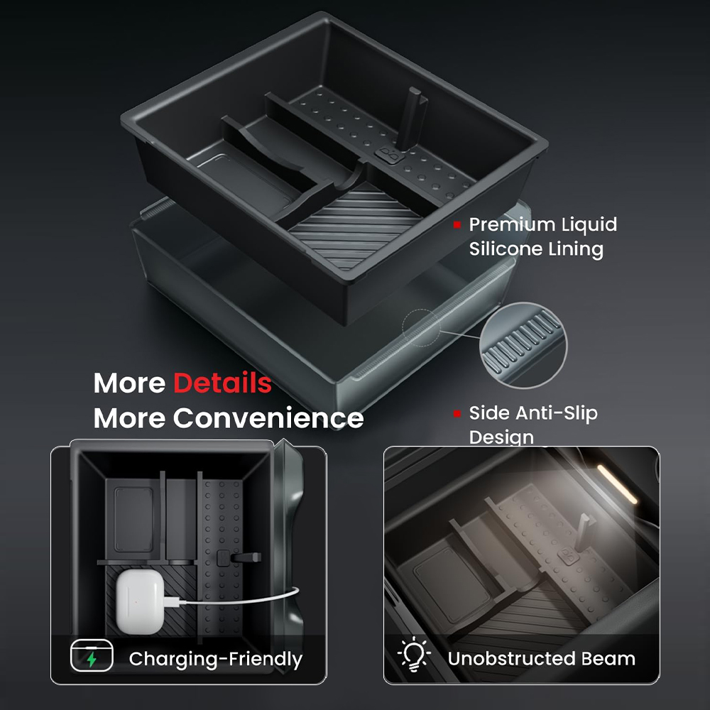 AliExpress ABS Console Armrest Storage Box for Tesla Model Y, view 4