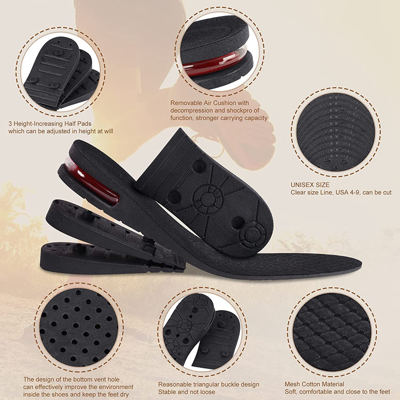 AliExpress Height Increase Insoles Air Cushion Elevator Shoe Insole Lifts Kits Inserts for Men Women Taller Insoles 3-9cm Variable Height, view 4
