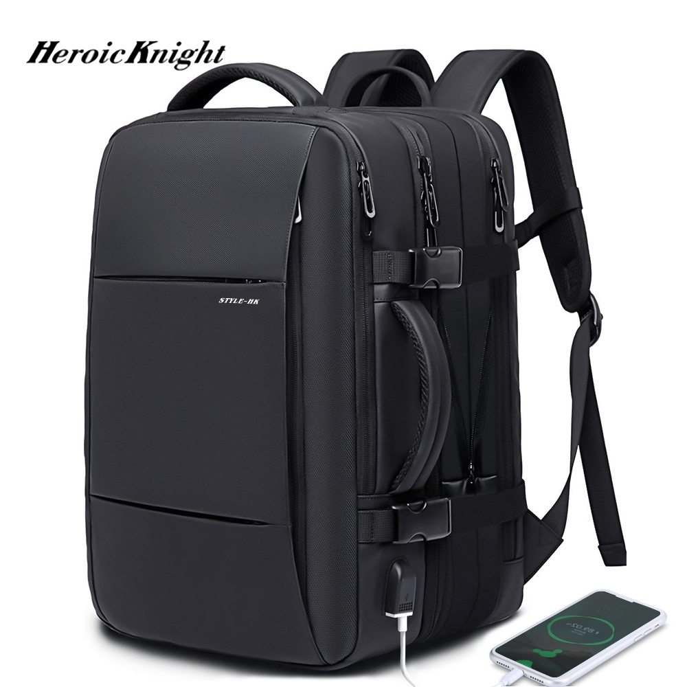 AliExpress Heroic Knight Travel Backpack Men Business Backpack School Expandable USB Bag Large Capacity 15.6 Laptop Waterproof Backpack Bag