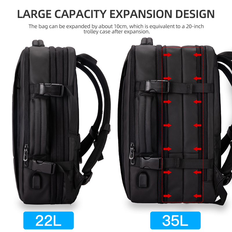 AliExpress Heroic Knight Travel Backpack Men Business Backpack School Expandable USB Bag Large Capacity 15.6 Laptop Waterproof Backpack Bag, view 3