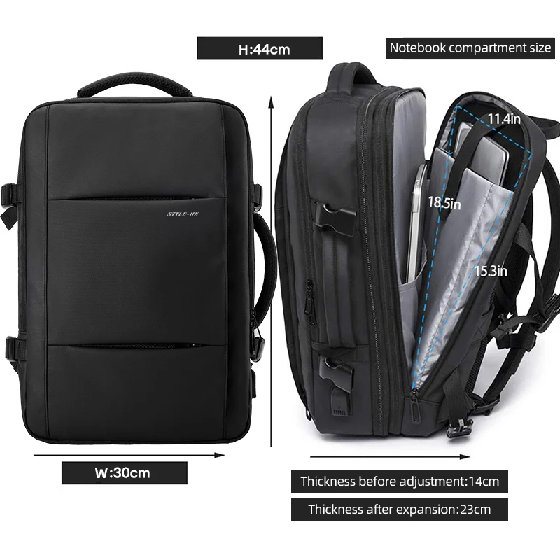AliExpress Heroic Knight Travel Backpack Men Business Backpack School Expandable USB Bag Large Capacity 15.6 Laptop Waterproof Backpack Bag, view 4
